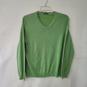 J McLaughlin Sweater Men‎ L Long Sleeve V-Neck Classic Office Teacher Green